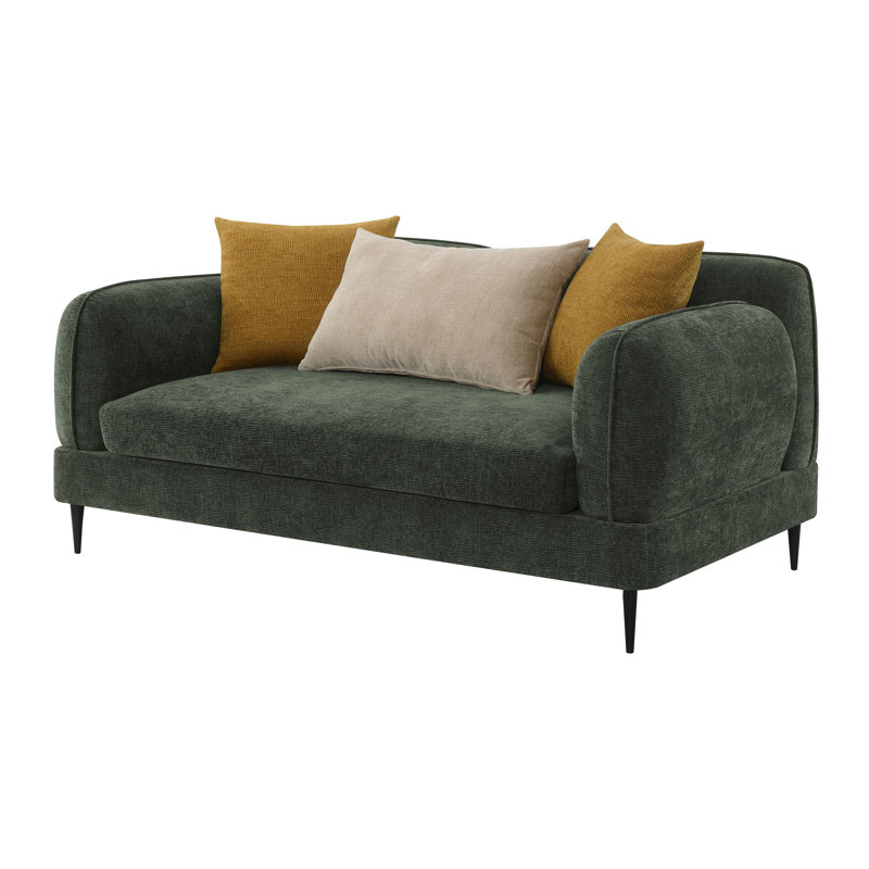 Causeuse en chenille rembourrée avec accoudoirs modernes vert