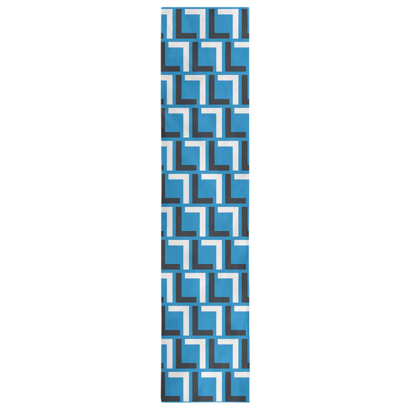 Chemin de table Carolina, Bleu Carolina / noir / blanc, 72 po x 16 po, polyester
