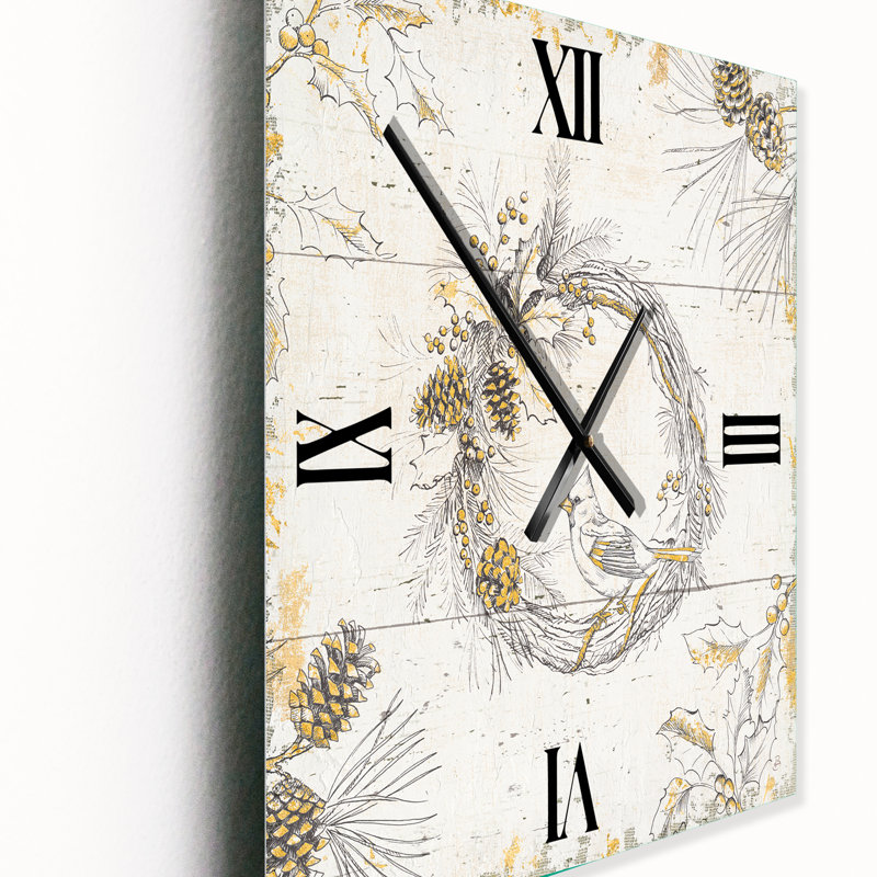 Or beaux cardinaux - Horloge murale animaux en métal, Médium