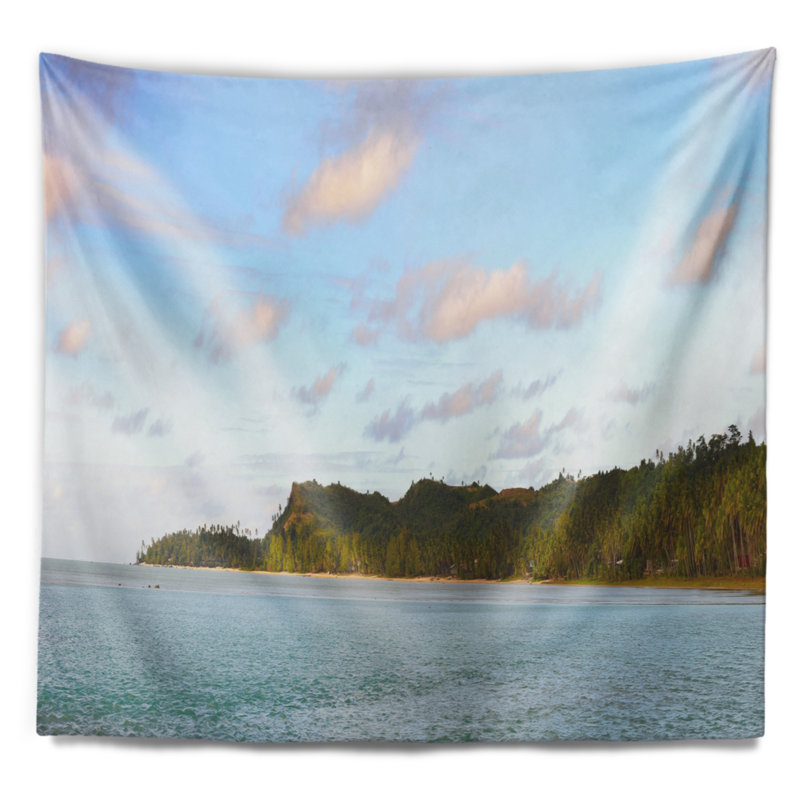 Grande tapisserie panoramique Seascape Aitutaki Lagoon, H 50 po x l 60 po