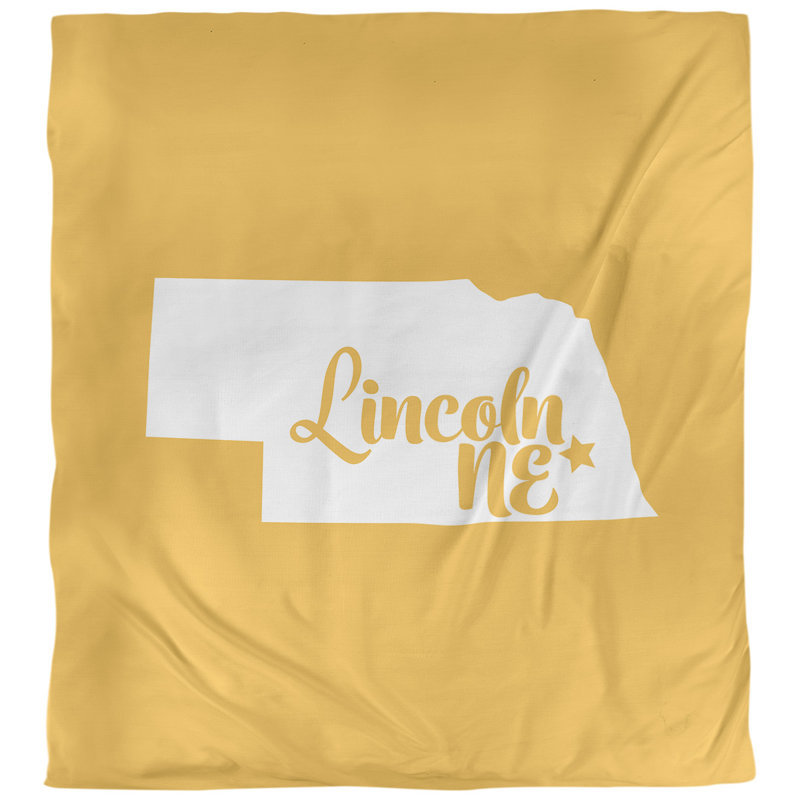 Housse de couette lincoln nebraska, Housse de couette pour grand lit, Jaune, Microfibre