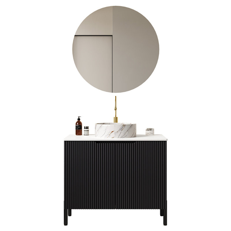 Meuble-lavabo autoportant avec 2 portes 30 po avec lavabo 30 po, Noir
