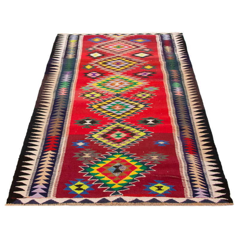 Kilim rouge à la main unique 5 pi 7 po x 10 pi 6 po Ankara