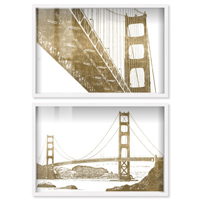 «Serene Abstract Duo Shadowbox Print Glam» par Art Remedy, cadre blanc, 30 x 20