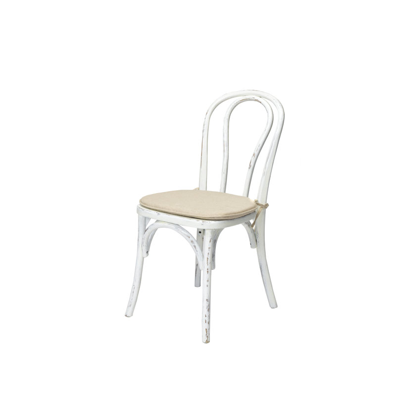 Chaise en bois massif Karg, Blanc délavé