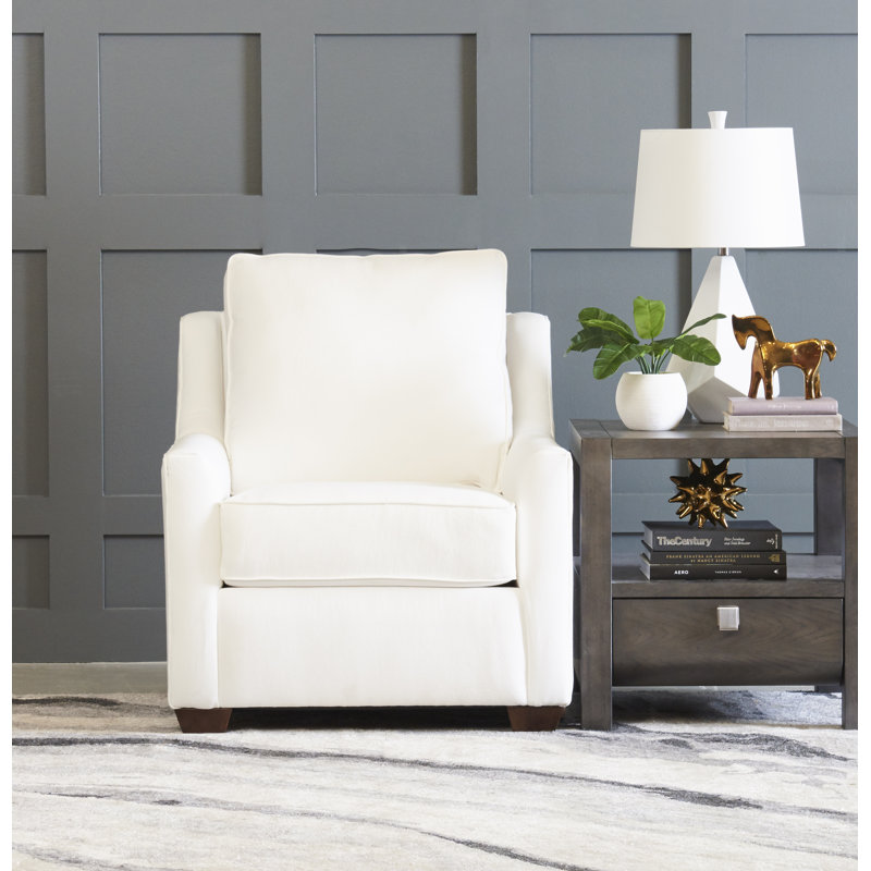 Gemi Upholstered Armchair, Classic Bleach White Twill