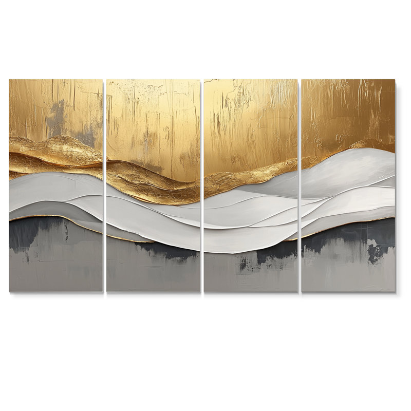 Elsmoriet V - Waves Wall Art - ensemble de décorations murales modernes, 4, H 28 po x l 48 po