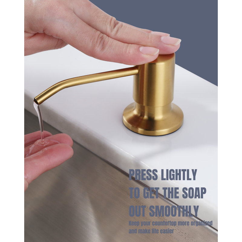 Brushed Gold Stainless Steel Pull Down Kitchen Faucet with Soap Dispenser