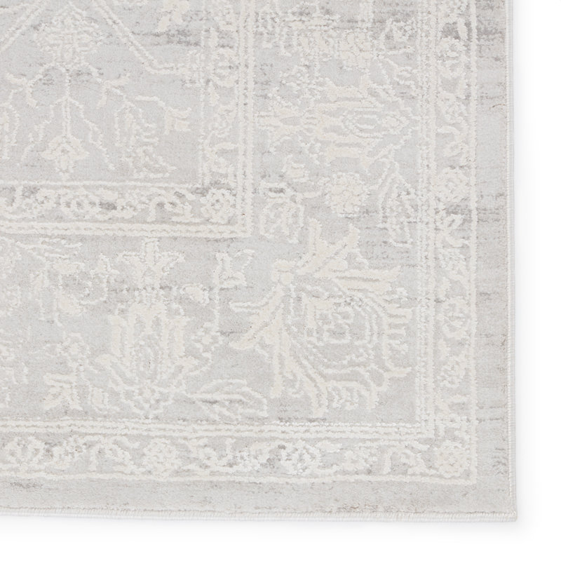 Tapis gris clair à motif floral Wahl, Rectangle 4 pi x 6 pi