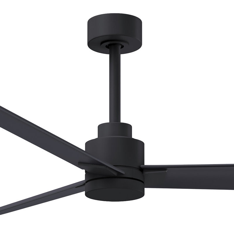 Alessandra Outdoor Downrod Ceiling Fan, Matte Black, Matte Black