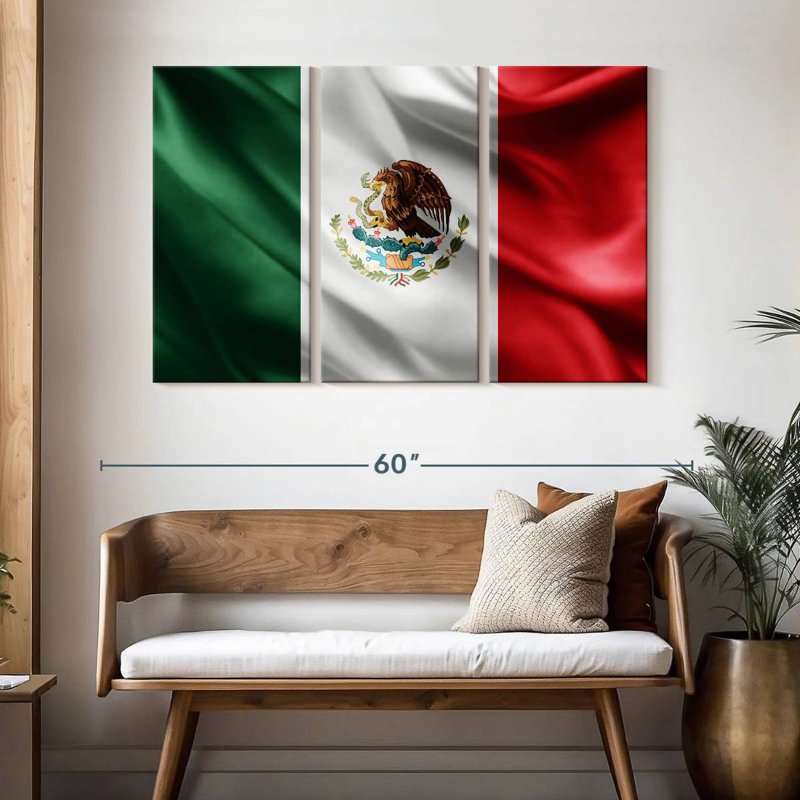 Borges Silk Mexican Flag, 32" H x 50" W