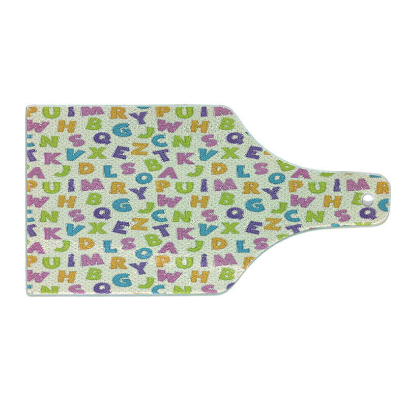 Ambesonne ABC Tempered Glass Cutting Board Letters Alphabet ABC Multicolor