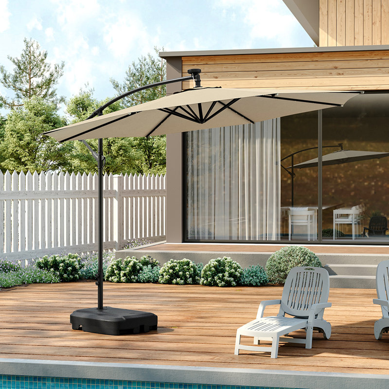 Aiswarya 3m Cantilever Parasol with LED Light, Beige