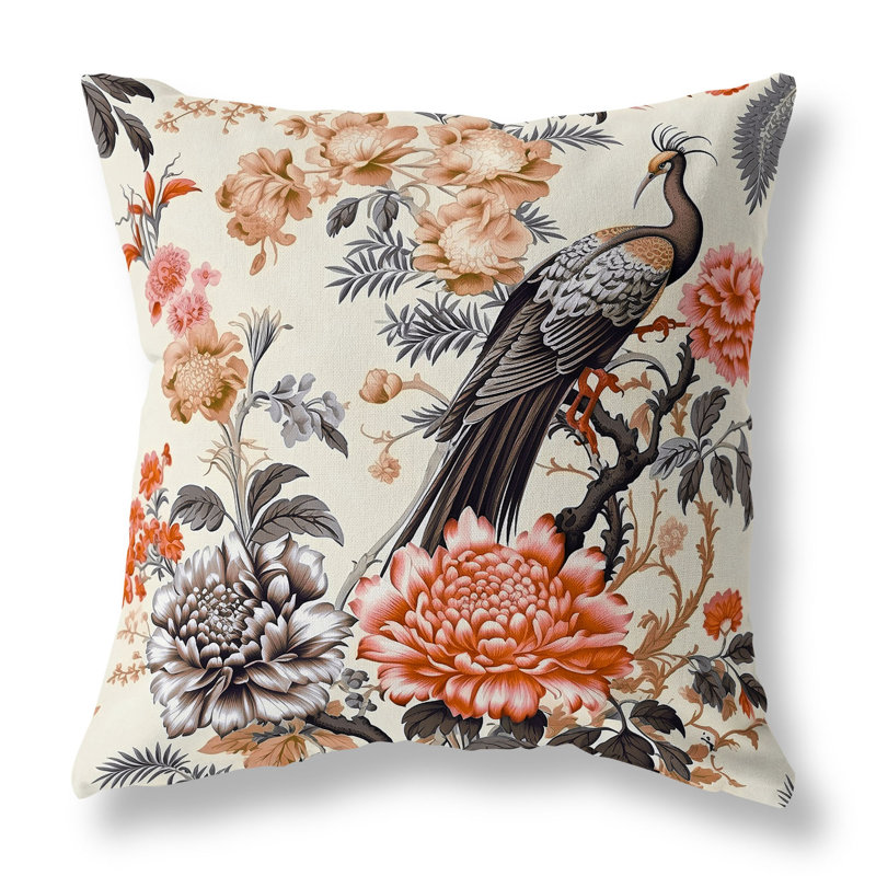 Coussin Peacock Panache, H 26 po x l 26 po, Brun / Beige / Orange