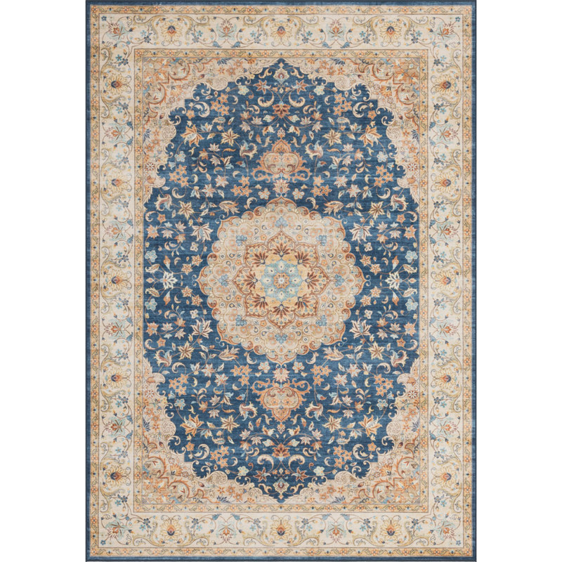Rectangle Machine Woven Polypropylene Area Rug, Rectangle 9'10" x 13'11", Navy