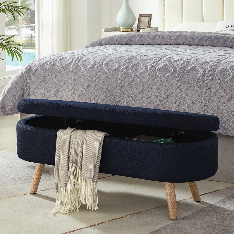 Banc de rangement avec repose-pieds ovale Luxury, Marine