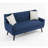 Jaqueze Upholstered Blue Linen Blend Button Tufted Square Arm Loveseat-63388309
