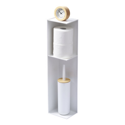 Yamazaki Home Tower Slim Bathroom Storage, Toilet Paper Stocker - Steel - White