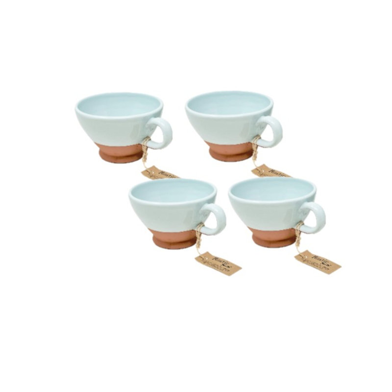 Verano Rustic Pastel Handmade Ceramic Cappuccino Cup, Blue