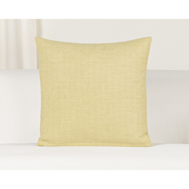 Coussin décoratif en faux lin Indy, Vert, Polyester, Carré 18 po