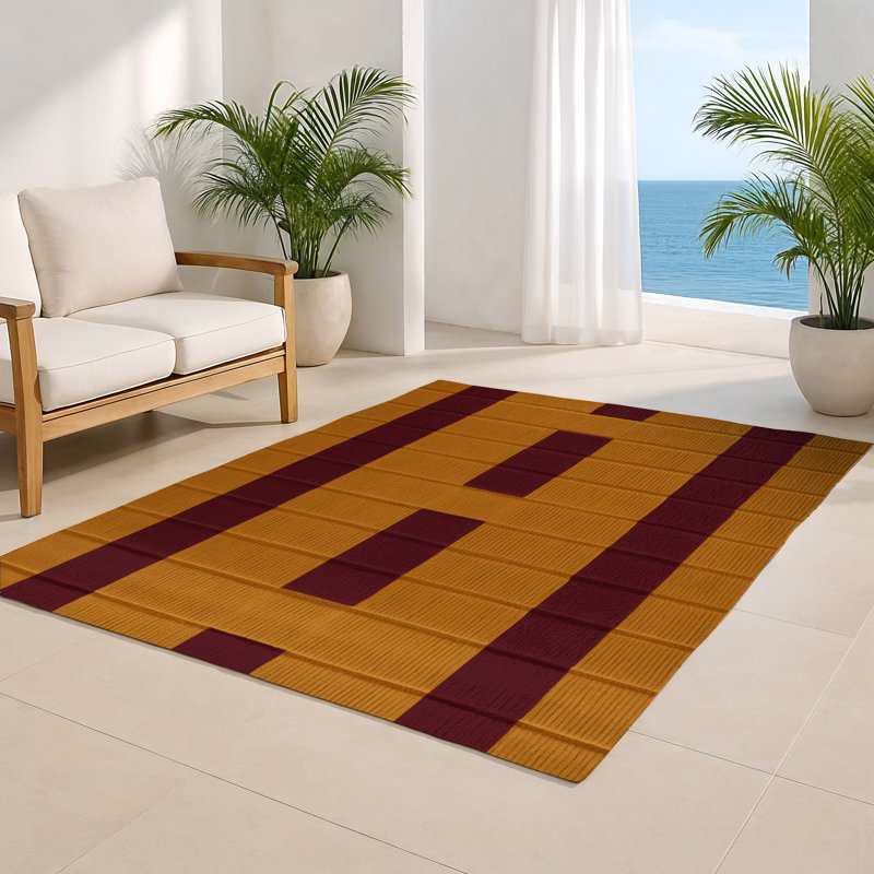 Tapis d'intérieur et d'extérieur à carreaux brun, Rectangulaire 3 pi x 5 pi