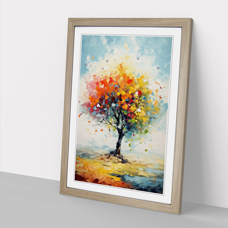 Apple Tree Impressionism Art - Framed Print, 64cm H x 46cm W, Oak Framed
