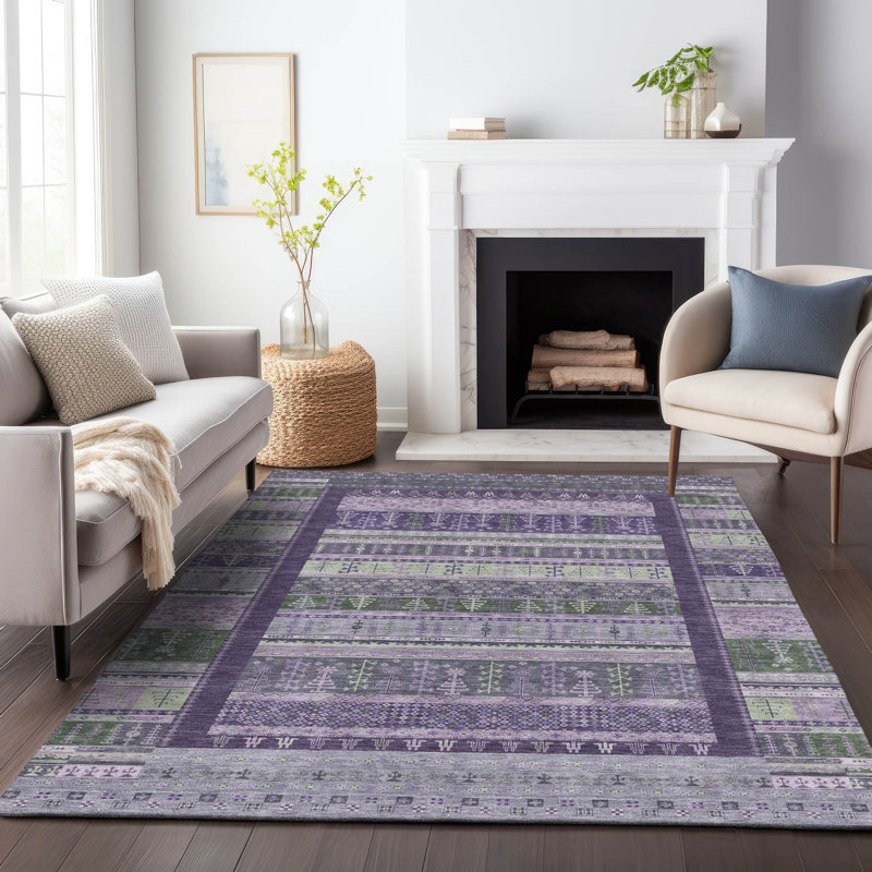 Machine Washable Indoor/Outdoor Meredith ACN2160 Striped Rug, Rectangle 8' x 10'