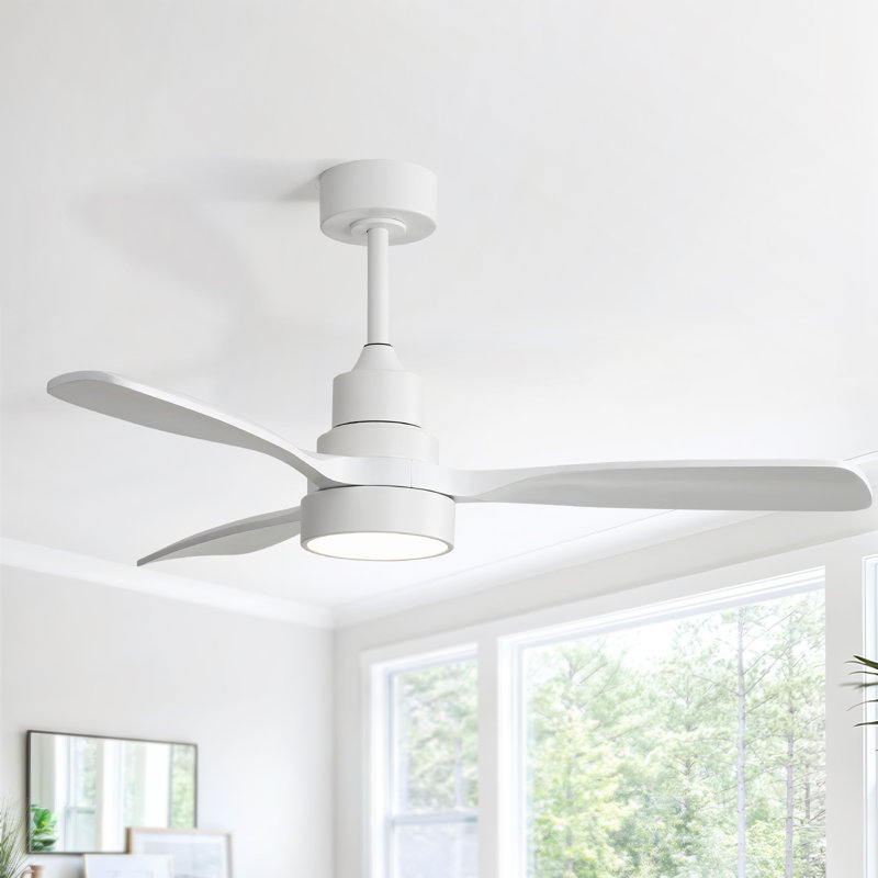 Nicola 3-Blade Dimmable Modern Ceiling Fan, White with White Blades