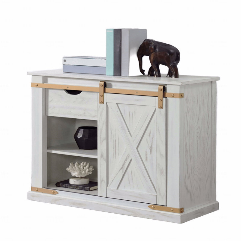 Console de style rustique, canapé décoratif avec tiroir de rangement et étagère, meubles de salon