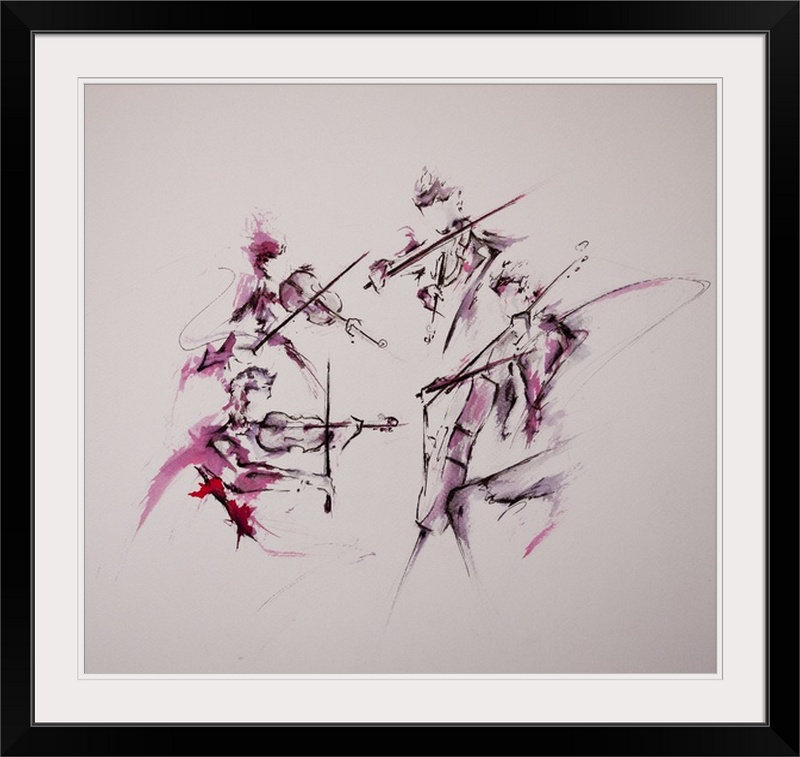 « quartet » par marc allante, impression, Cadre noir, H 38 po x l 38 po x P 1 po