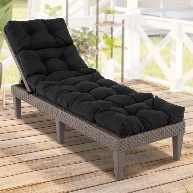 Coussin de chaise longue rembourré, Noir