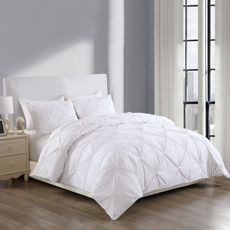  Ensemble de housse de couette Pintuck, Housse de couette pour très grand lit et 2 très , blanc