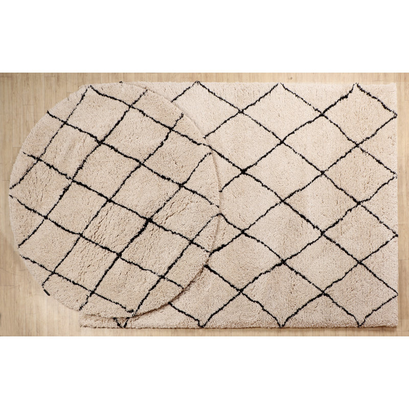 Berlin Geometric Hand Woven Shag Area Rug, Rectangle 160 x 230cm