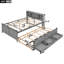 Lit plateforme double avec tête de lit, ports de chargement USB, lit gigogne et 3 tiroirs de rangement - gris-1180382735-1180382730