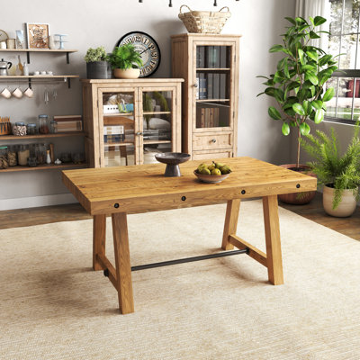 Solid Wood Dining Table With Transom, Dining Table For Kitchen