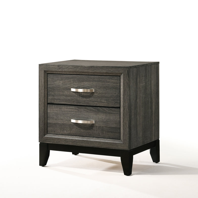 Table de chevet spacieuse 2 en gris patiné pour les essentiels de chambre à coucher, espace et style organisés