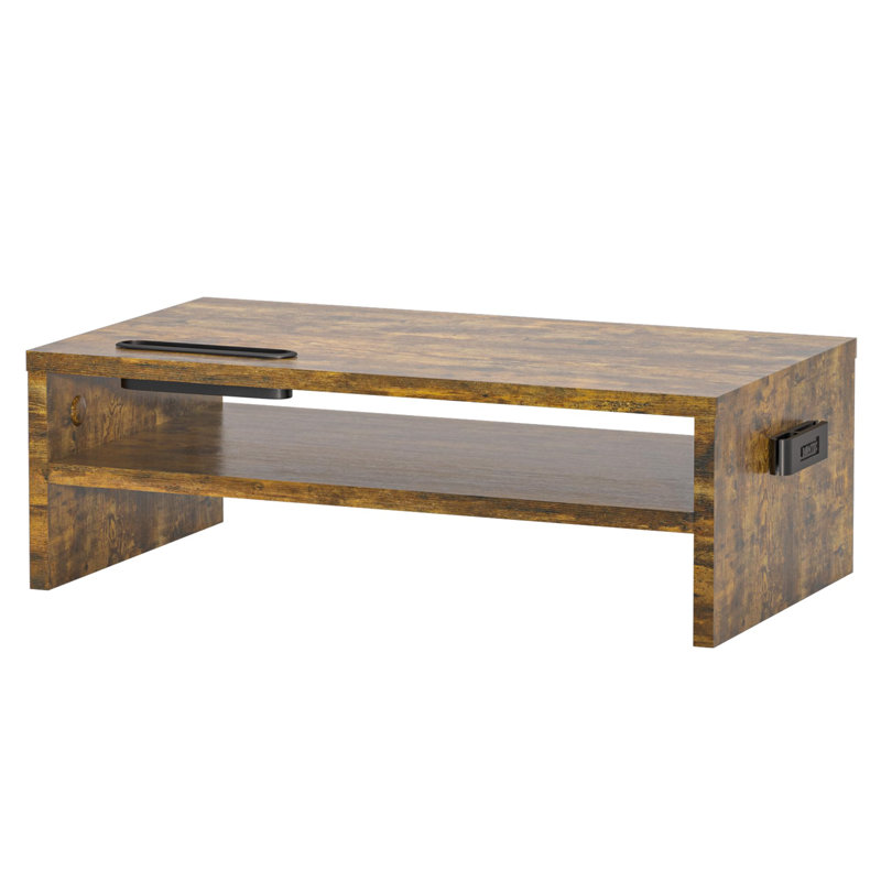 Saater Wood Monitor Stand, Rustic Brown