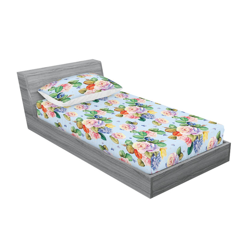 Drap-housse et taies décoratives 3 pièces Ambesonne, Ensemble de draps pour lit simple avec 1 taie d'or