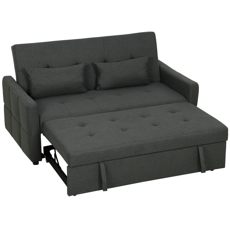 2 Seater Linen Sleeper, Dark Grey