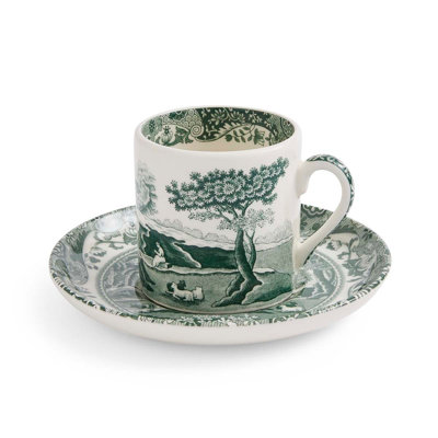 Héritage vert italien 3 oz Ensemble de 4 tasses à espresso et soucoupes