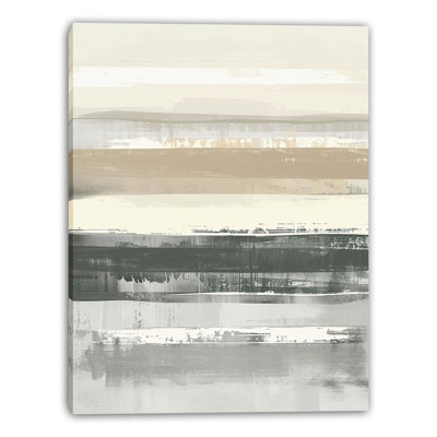 Neutral Horizon Fade Modern Abstract Wrapped Canvas Wall Art
