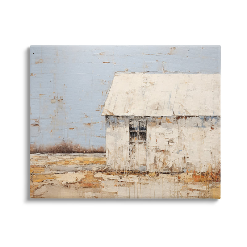 «Rustic White Barn on Canvas» par Ramona Murdock, reproduction, H 36 po x l 48 po x P 1,5 po