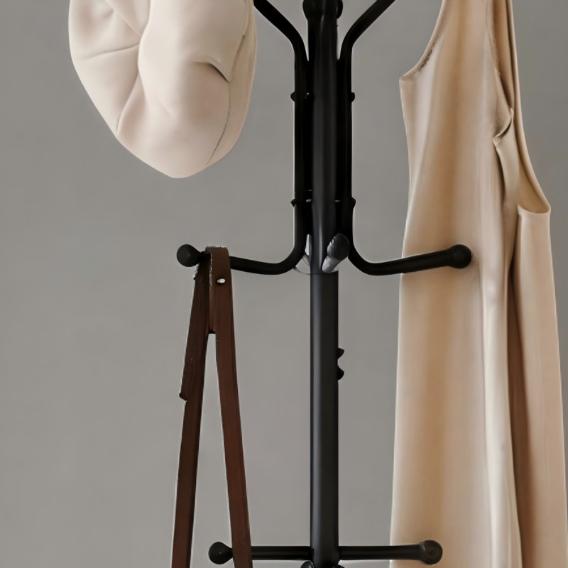 Modern Minimalist Freestanding Coat Rack, Made Of Metal With 12 Hooks And An Umbrella Holder, Suitable For Entryway, Bedroom, And Office Use.