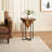 Cherine Pyramid Shape Acacia Wood Side Table With Cross Iron Base, Brown and Black-256913270