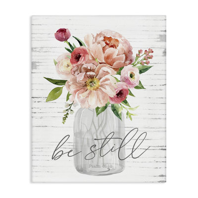 «Pink Be Still Bouquet», art mural sur toile par lettré et doublé