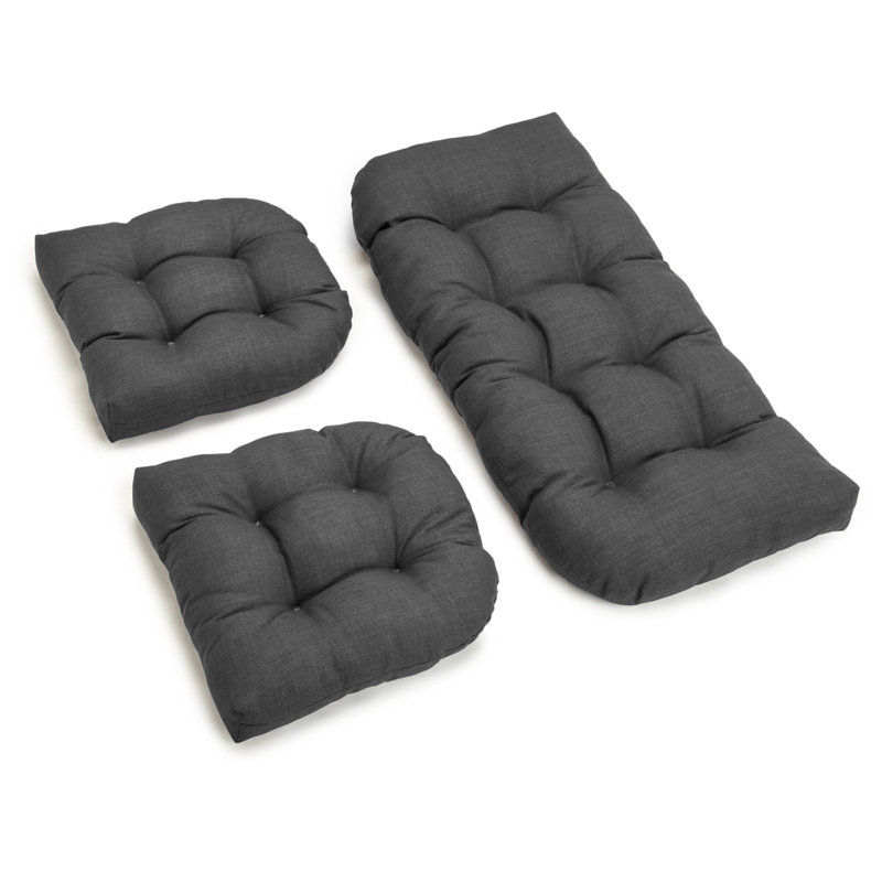 Weather-Resistant Reversible Indoor/Outdoor Seat Cushion Set, Cool Gray, 4.5''
