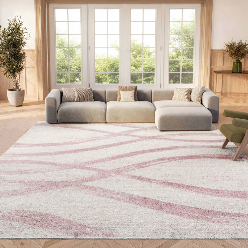 Shelva Cream/Purple Area Rug, Rectangle 8' x 10'