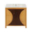 Meuble-lavabo de style moderne Mid-Century 30 po avec lavabo - Armoire autoportante en bois artistique avec 3 tiroirs et porte à fermeture en douceur, panneau à cannelures bicolore