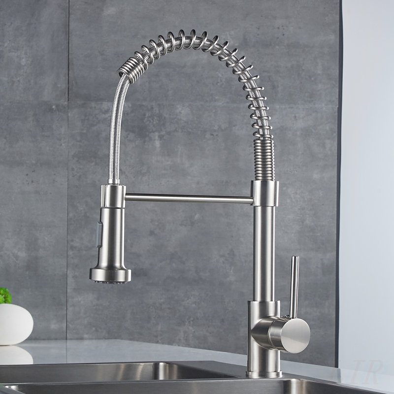 Commercial Kitchen Faucet with Pull Down Sprayer, Single Handle for Easy Control and Durable Performance, Brushed Nickel