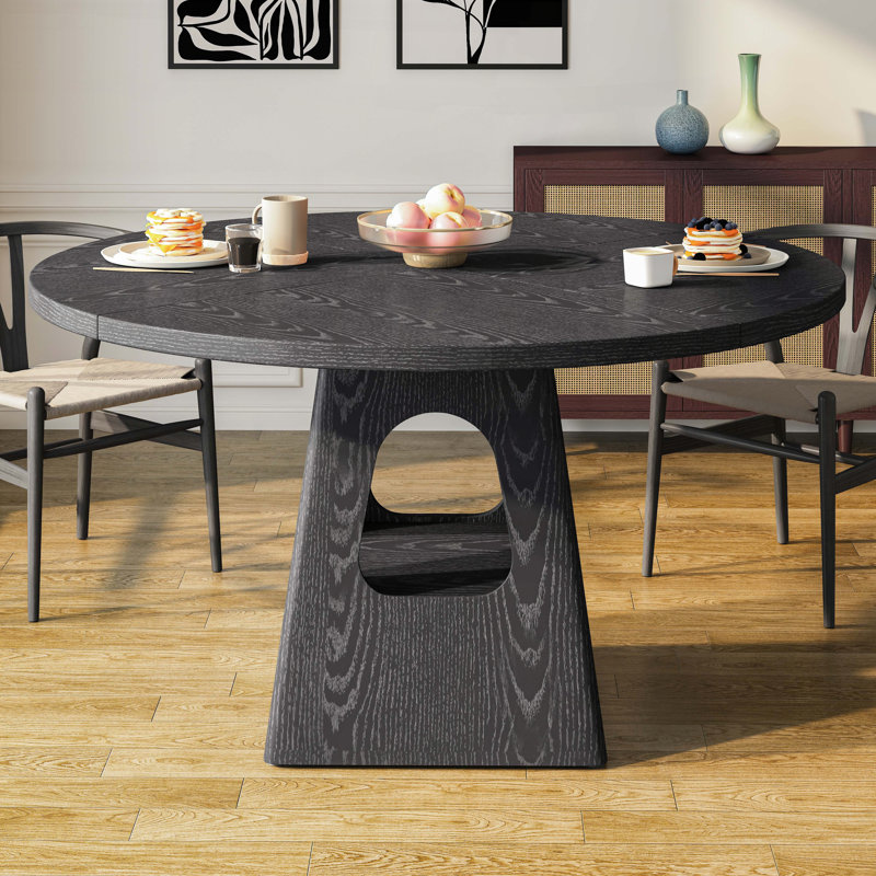 Round Farmhouse Dining Table with Storage Base (47", Seats 6)